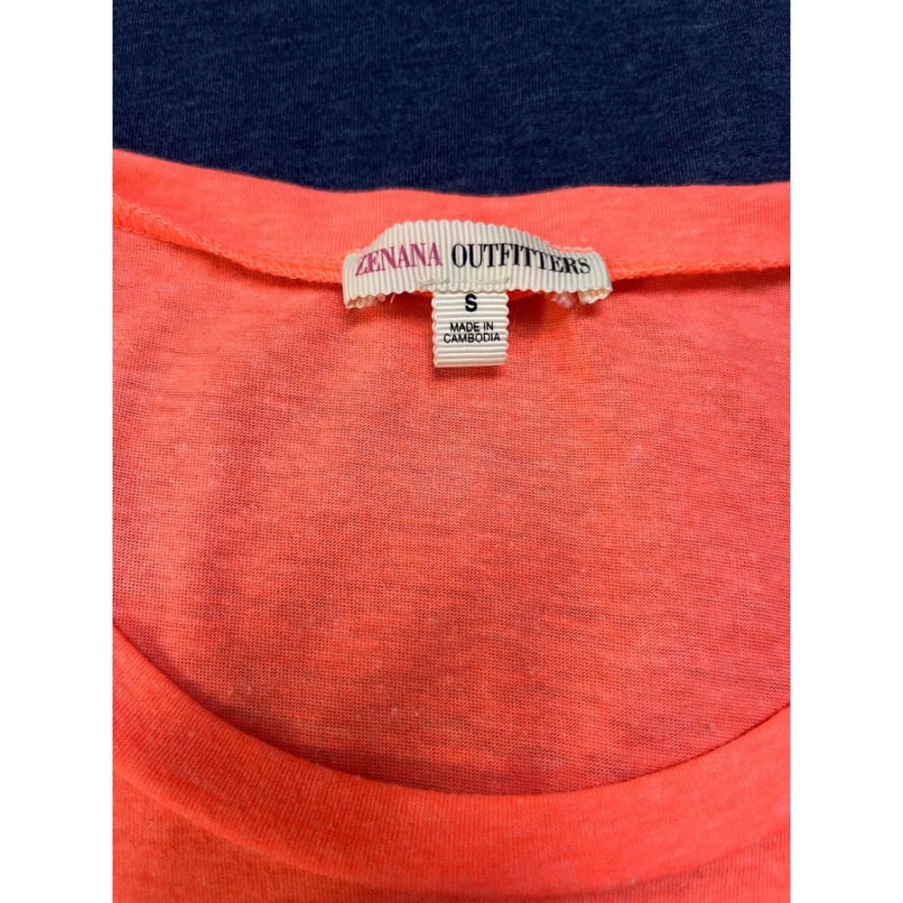 Zenana Color Block Tee Dress Blue Neon Orange S - Picture 2 of 6
